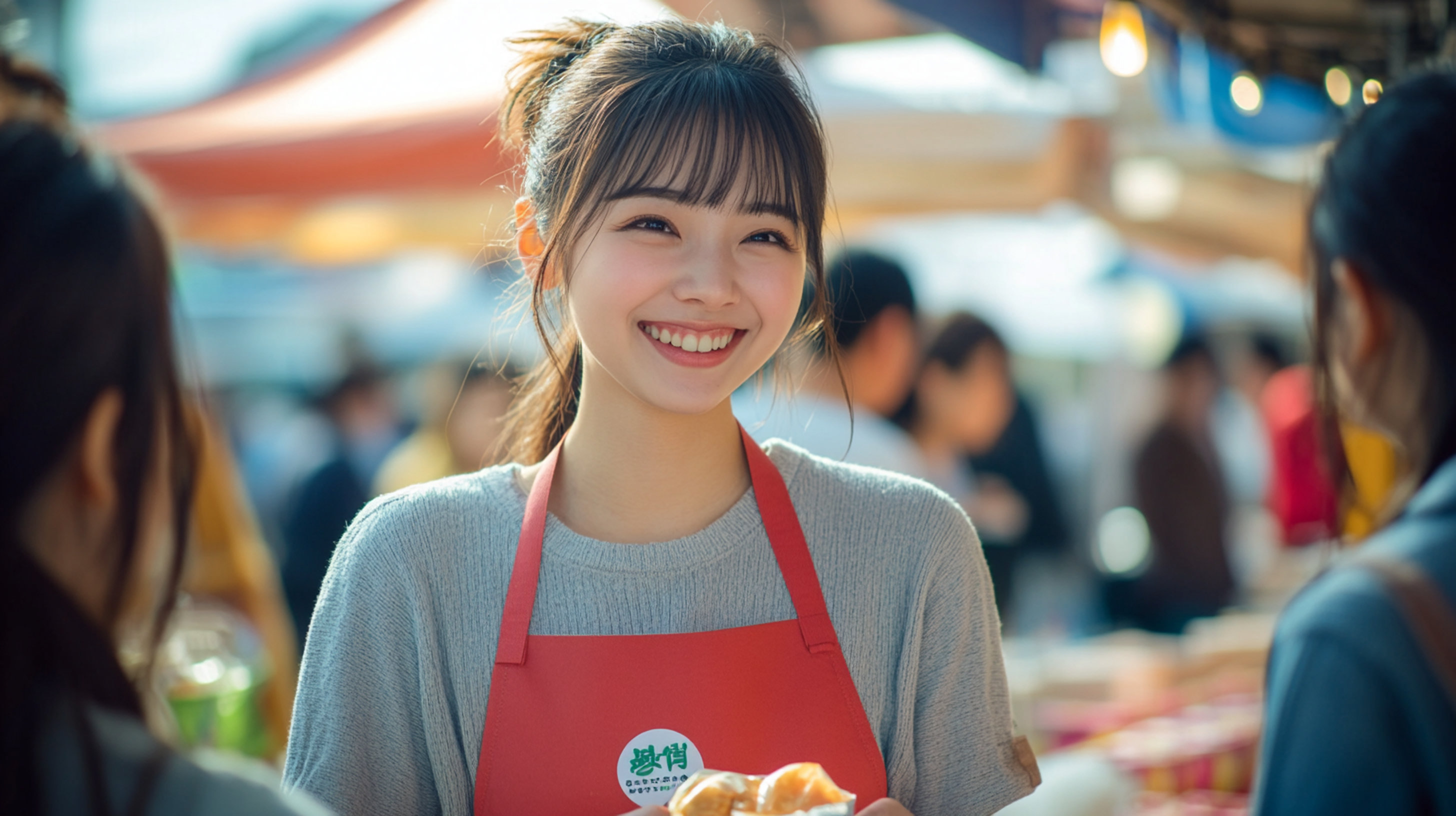 マルシェで接客する出店者