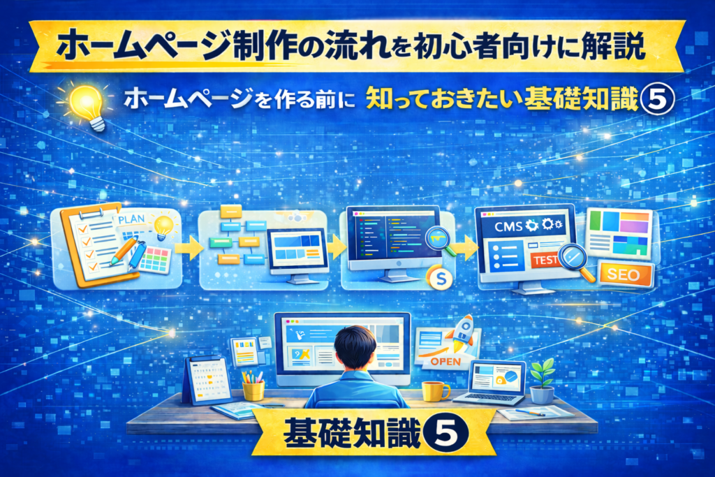 ホームページ制作の流れを初心者向けに解説 |ホームページを作る前に 知っておきたい基礎知識⑤