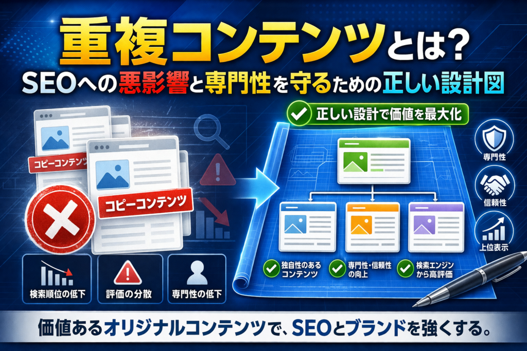 重複コンテンツとは？SEOへの悪影響と専門性を守るための正しい設計図