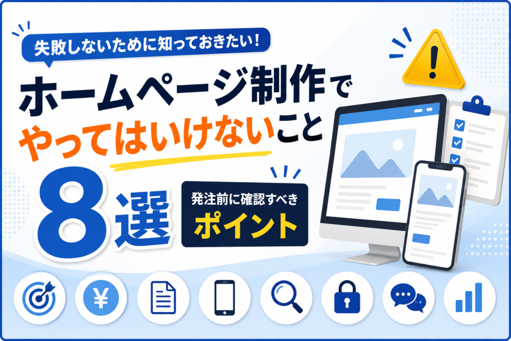 ホームページ制作でやってはいけないこと8選｜発注前に確認すべきポイント