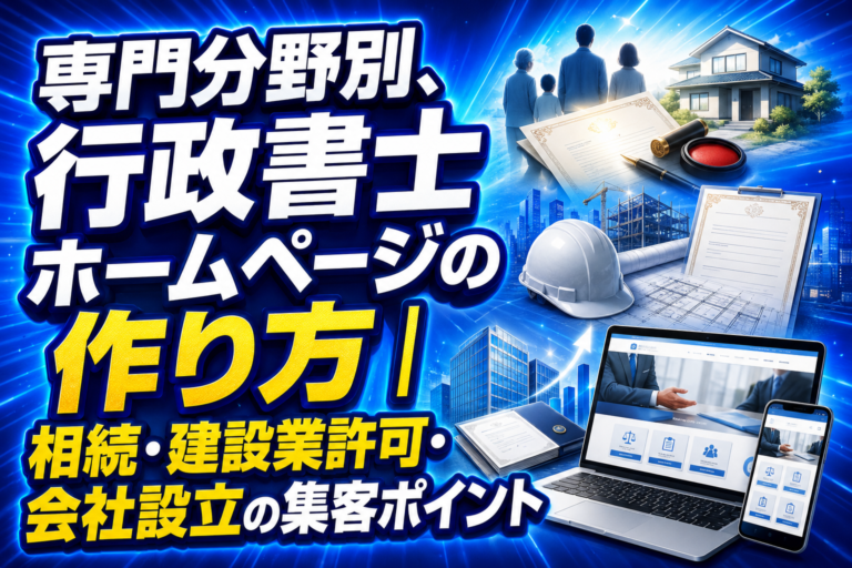専門分野別、行政書士ホームページの作り方｜相続・建設業許可・会社設立の集客ポイント