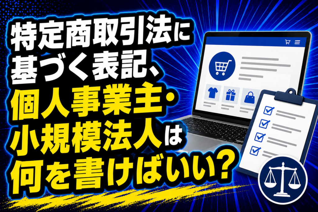 特定商取引法に基づく表記、個人事業主・小規模法人は何を書けばいい？